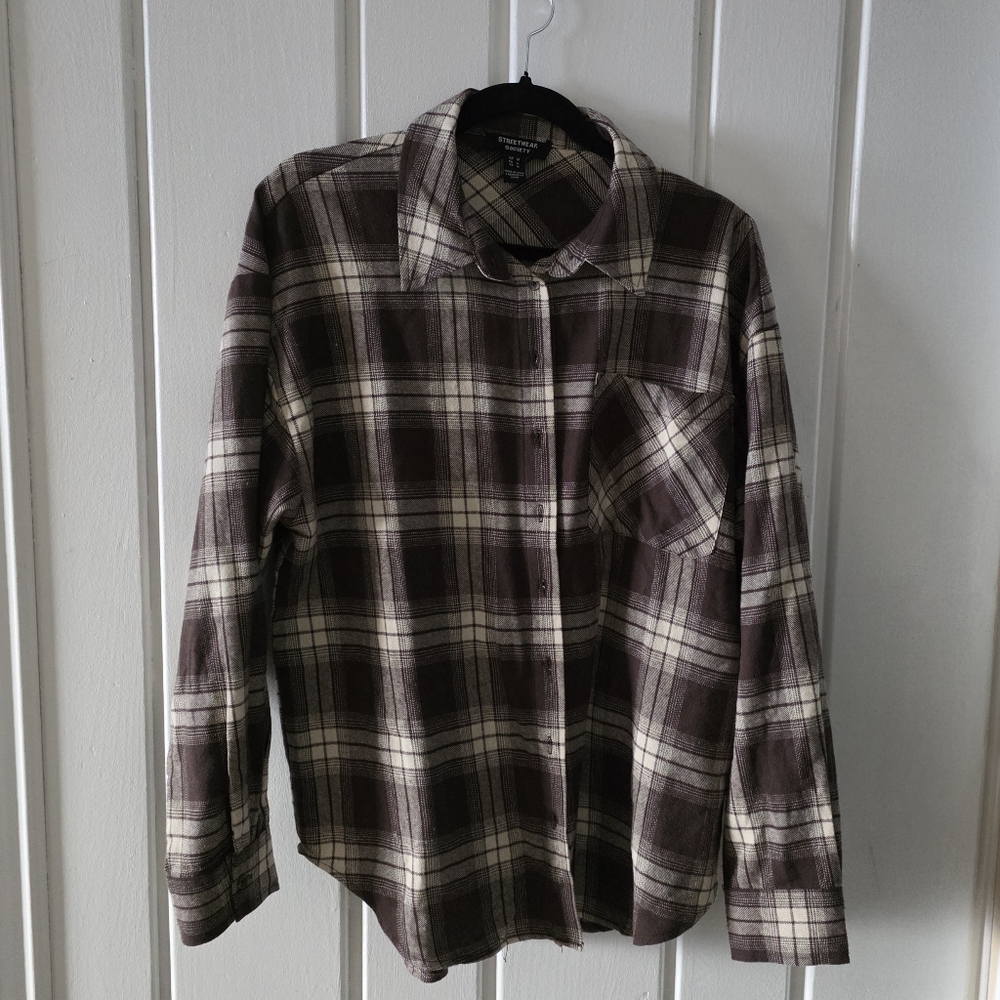 Streetwear Society Brown and Cream Plaid Shirt